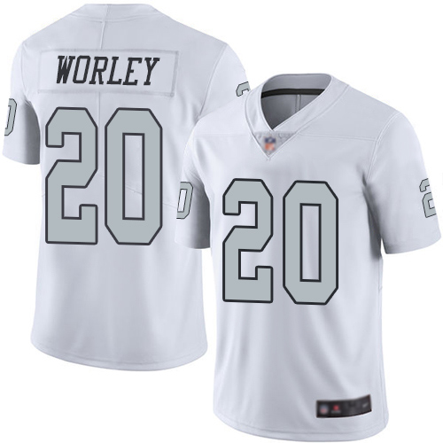Men Oakland Raiders Limited White Daryl Worley Jersey NFL Football #20 Rush Vapor Untouchable Jersey->oakland raiders->NFL Jersey